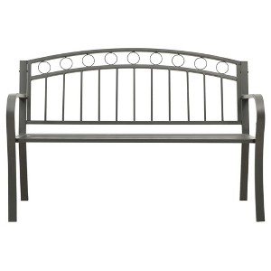 vidaXL Patio Bench 49.2" - Industrial Gray Powder-Coated Steel - Comfortable and Durable Outdoor Furniture with Weather Resistance and Armrests - 1 of 4