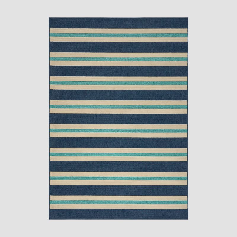 Ronan Geometric Outdoor Rug Blue/Ivory - Christopher Knight Home, 1 of 7