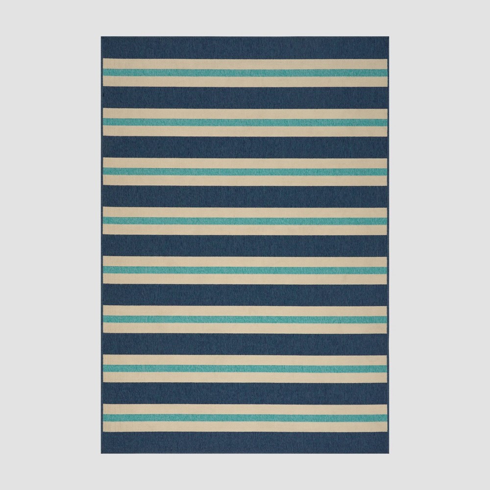 5' x 8' Ronan Geometric Outdoor Rug Blue/Ivory - Christopher Knight Home