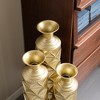 Zeus & Ruta Gold Distressed Metal Vases Set of 3 - 33.5"/29.5"/25.2"H, Decorative Centerpieces with 3D Triangle Pattern - 3 of 4
