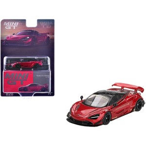 McLaren 720S LB-Works Gem Red Metallic with Black Top Limited Edition 1/64 Diecast Model Car by Mini GT - 1 of 4