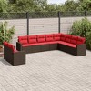 vidaXL 10 Piece Patio Sofa Set with Cushions Brown Poly Rattan - 2 of 4