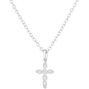 Clotth Sterling Silver Cross Pendant Necklace - Delicate 925 Silver Jewelry with Cubic Zirconia, Elegant Layered Cross Choker for Women - 1 of 4