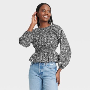 Women's Long Sleeve Peplum Blouse - Universal Thread™ - 1 of 3