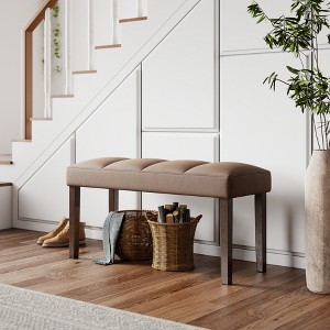 Roundhill Furniture Strata Velvet Upholstered Dining Bench, Chocolate - 1 of 4