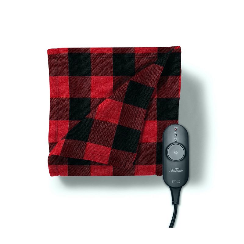 Sunbeam Electric Heated Plaid Fleece Throw with Push Button Control, 1 of 4