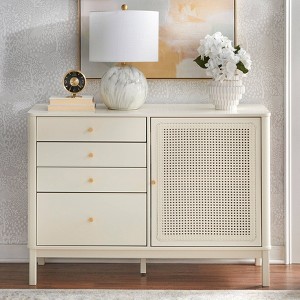 ivory dresser cheap Lifestorey Bayview 4 Drawer and 1 Faux Rattan Door Dresser Ivory
