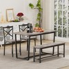 4-Piece Dining Set with a Table, Bench and Chairs with Backrest - 2 of 4