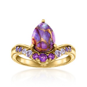 Ross-Simons Purple Turquoise and 0.25 ct. t.w. Multi-Gemstone Ring in 18kt Gold Over Sterling - 1 of 4