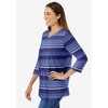 Woman Within Plus Size Perfect Printed Three-Quarter Sleeve V-Neck Tee - 4 of 4