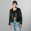 Members Only Women's Faux Leather Studded Biker Jacket - Black - X-Small - 2 of 4