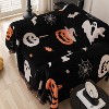 Halloween Black Pumpkin Ghost Sofa Cover with Fringe Trim,Slip-Resistant and Scratch-Proof Festive Decor for Living Room Sofas - 3 of 4