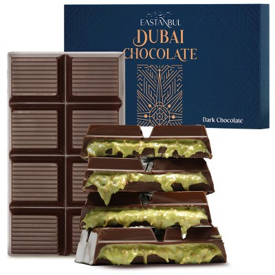 Eastanbul Premium Dubai Dark Chocolate Bar Pistachio, Viral Candy, Knafeh, 7oz