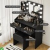 Makeup Vanity Desk w/Mirror and Lights Wood Vanity Table w/ Drawers Open Shelves Charging Station - 3 of 4