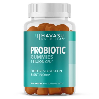Probiotic Gummies, Supports Digestion and Gut Health, Strawberry Raspberry Flavor, Havasu Nutrition, 60ct
