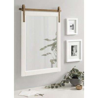 White and Gold Rectangular Wood Framed Wall Mirror