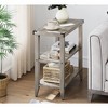 Farmhouse End Table Rustic Side Table with Storage Shelf for Small Spaces Grey Bedside Table - 2 of 4