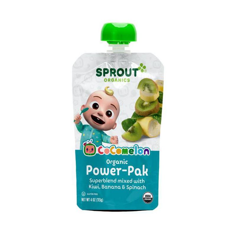 Sprout Foods Cocomelon Organic Kiwi with Banana and Spinach Toddler Snacks Pouch - 4oz, 1 of 6
