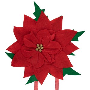 Northlight Red Poinsettia Tie-On Christmas Tree Topper Unlit - 14" - 1 of 4