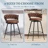 DYHOME Swivel Bar Stools Set of 2, 24" Counter Height Kitchen Stools with Back, Suede & Woven Backrest, 360° Roating Metal Frame Barstools - 3 of 4