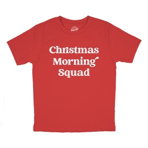 Youth Christmas Morning Squad T Shirt Funny Xmas Party Family Novelty Graphic Tee For Kids - Crazy Dog Youth T Shirt - 1 of 4