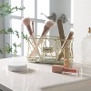 3 Compartment Cosmetic Brush and Pencil Organizer Gold - Home Details: Steel Bathroom Storage Tray, Spot Clean - 3 of 4
