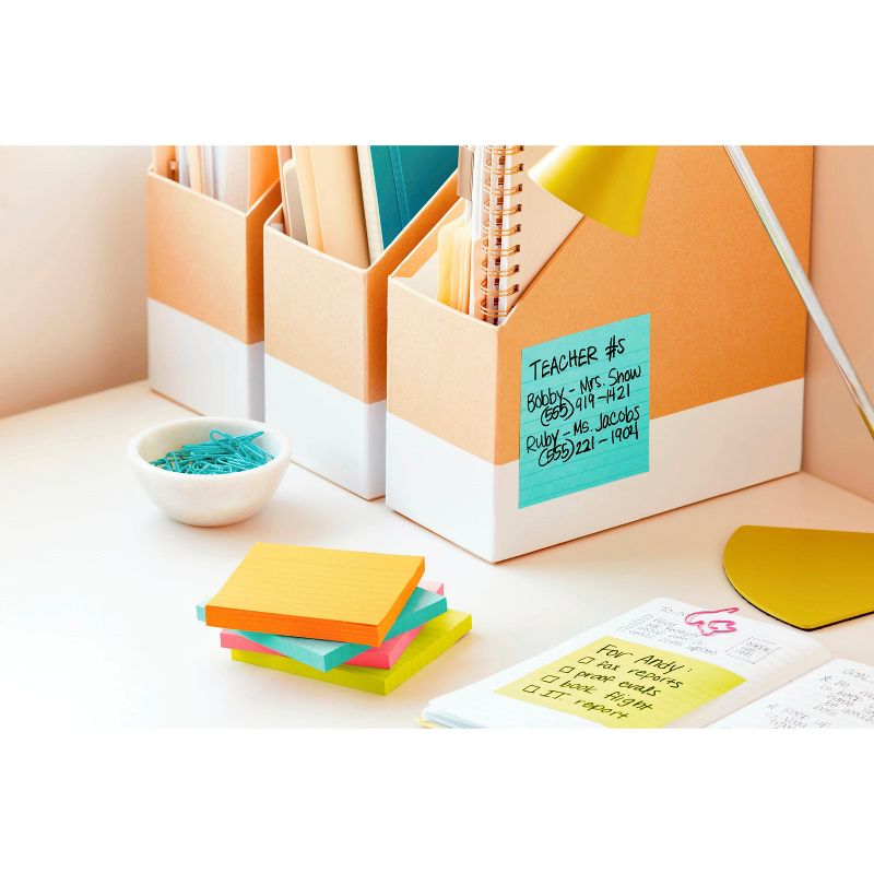 Post-it Super Sticky Lined Notes, 4 x 4 Inches, Miami Colors, 6 Pads with 90 Sheets, 4 of 7