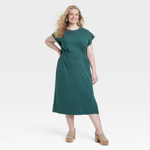 Women's Long Sleeve Mini Fleece Tunic Dress - Universal Thread™ Green Xxl :  Target