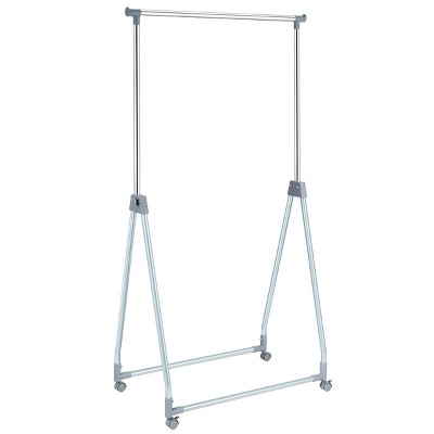 Silver Adjustable Foldable Metal Garment Rack with Wheels