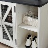 Farmhouse Shoe Cabinet with 2 Mesh Door & Adjustable Shelves, Freestanding Shoe Racks for 14 Shoes,  Rustic Shoe Organizers for Entryway, Off White - 4 of 4