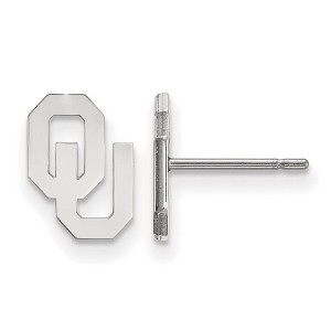 Black Bow Jewelry 10k White Gold Oklahoma Sooners NCAA Post Earrings - 1 of 3