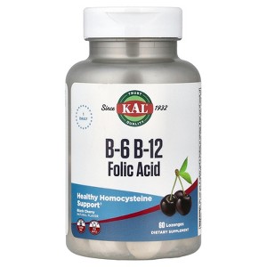 KAL Vitamin B-6 B-12 Folic Acid Supplement, B Vitamins for Healthy Energy, Heart & Red Blood Cell Support, w/Vitamin B12 Methylcobalamin and Folate, - 1 of 4