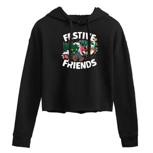 Women's - Disney - Festive Friends Cropped Graphic Hoodie - 1 of 3