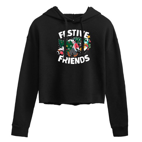 Women s Disney Festive Friends Cropped Graphic Hoodie Target