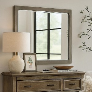 Royal Hampton Dresser Mirror, Warm Gray Rubberwood, Beveled Edge, 40 Inch - 1 of 4