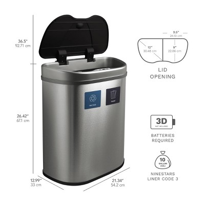 18.5 Gallon Stainless Steel Touchless Kitchen Trash Can