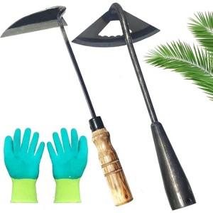 attop Pack of Weeding Tool Hollow Hoe and Japanese Sickle Garden Tool and a Pair of Professional Gardening Gloves - 1 of 4