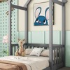 Okak Twin/Full Size Bed Frame with House-shaped Roof & Headboard Guardrails, Modern Floor Bed for Toddlers/Kids Bedroom(Without Slats) - 2 of 2