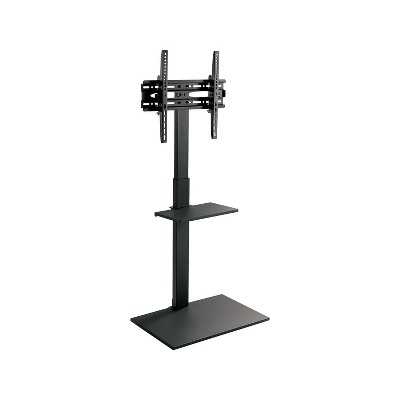 Mount-It! Metal Height-Adjustable TV Stand with Shelf Black Screens up to 55"" (MI-1877) 