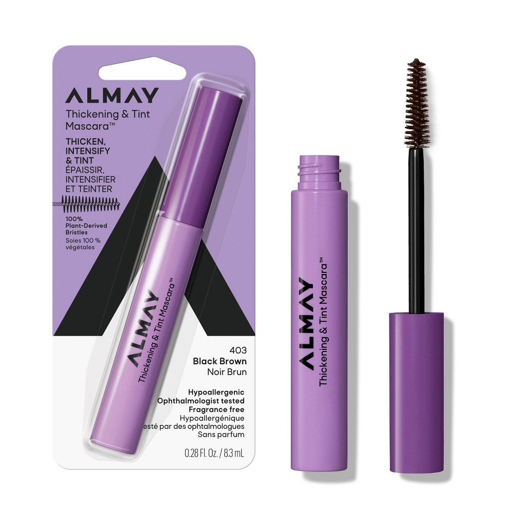 Almay Thickening & Tint Mascara - No Clumping or Flaking - 403 Black Brown - 0.28 fl oz: Hypoallergenic, Matte Finish