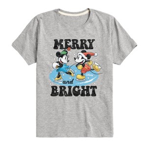 Boys' - Disney - Mickey and Minnie Merry And Bright Christmas Short Sleeve Graphic T-Shirt - 1 of 4