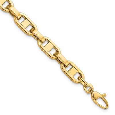 Black Bow Jewelry 6mm 14k Yellow Gold Fancy Anchor Chain Bracelet, 8.75 Inch