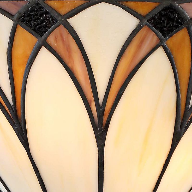 Regency Hill Filton Tiffany Style Wall Light Sconce Bronze Hardwire 12 1/4" Fixture Amber Yellow Stained Art Glass Shade for Bedroom Bathroom Hallway, 3 of 9