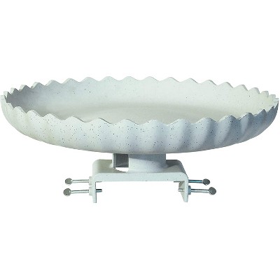 Farm Innovators 120 Watt Outdoor Molded Stone Scalloped Heated Birdbath w/ Twist Deck Mount, Hidden Electrical Connection, & Internal Thermostat, Gray