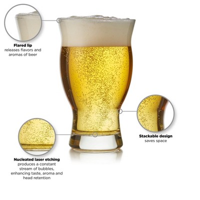 Libbey 16.75 oz Clear Nucleated Pint Beer Glasses Set