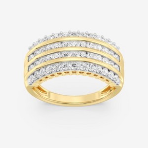 GILDED Statement Ring Band in 14KT Gold Plated and 925 Sterling Silver for Women with 1 Carat Lab Grown Diamond, Anniversary Wedding Band Rin, Size 7 - 1 of 4