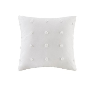 Kay Cotton Jacquard Pom Pom Throw Pillow Ivory, Size: Oversize Square