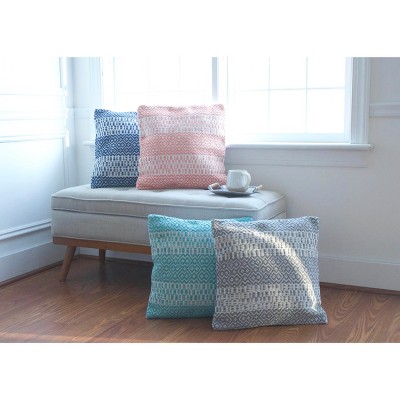Pim Diamond Stripe Slate and White Indoor-Outdoor Pillow