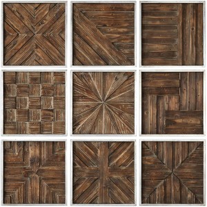 Uttermost Bryndle 12 1/2" Square 9-Piece Wood Wall Art Set - 1 of 3