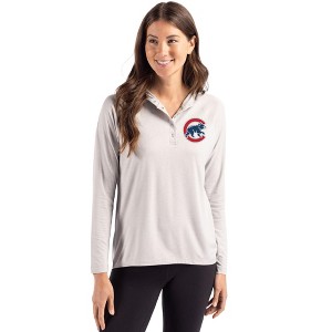Chicago Cubs Cutter & Buck Coastline Epic Comfort Recycled Womens Hooded Shirt - 1 of 1